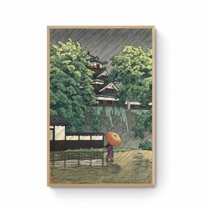 Japanese Art Print -  Kumamoto Castle in Samidare by Kawase Hasui, Japanese Wood Block Canvas Wall Art Print Giclee on Canvas, Ukiyo-e