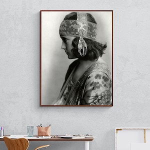 Vintage Fotografie Schauspielerin Gloria Swanson Jugendstil, Art Decor stilvolle Frau Portrait Foto Leinwand Druck, Vintage Fotografie Druck