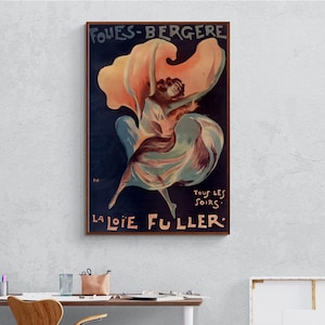 Cartel publicitario Art Déco antiguo de baile, mujer bailando, colorido anuncio, impresión Giclée de archivo, decoración del hogar.
