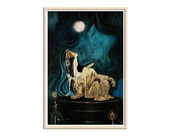 À l'est du soleil et à l'ouest de la lune, impression d'art illustration fantaisie Kay Nielsen, art conte de fées, impression sur toile pour chambre d'enfant, art mural