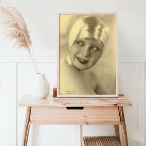 Clara Bow Vintage Anuncio, Vintage Art Nouveau Actriz Estadounidense Celebridad Foto lienzo impresión arte de pared, Fotografía Art Nouveau