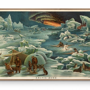 Impresión de arte de lienzo de geología vintage, zona ártica por Levi Walter Yaggy Chromolithograph 1893 Reproducción de arte de pared de lienzo, impresiones de geólogo