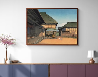 Kawase Hasui Autumn Farmhouse Japanese Woodblock Print Canvas Wall Art | Japanese Wall Art | Ukiyo-e Print
