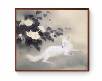Japanese Fox Painting Art Print, Hashimoto Kansetsu Style (Reproduction)