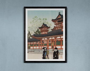 Grabado artístico de Kawase Hasui, Salón Taikyoku, Kioto 1922, Impresión artística japonesa sobre lienzo para pared, Impresión artística Ukiyo-e sobre lienzo para pared / Arte mural japonés / Reino Unido