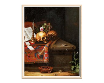 油彩静物画　牛頭骸骨とラム酒瓶　光と鏡像 KLIKHHKCS5I7VEQX3TN3V4X43Y.jpg