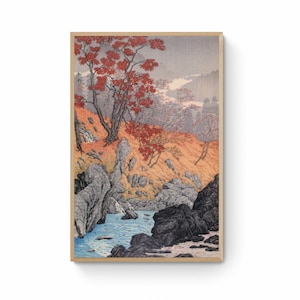 Impresión artística japonesa: Hojas rojas, pintura japonesa en bloque de madera, lienzo, arte mural, impresión giclée sobre lienzo, Takahashi Hiroaki, impresión artística giclée