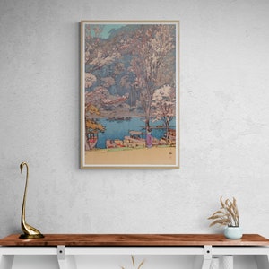 Impression d'art japonaise - Gravure sur bois japonaise Arashiyama, impression d'art mural sur toile, giclée sur toile, impression d'art giclée Hiroshi Yoshida