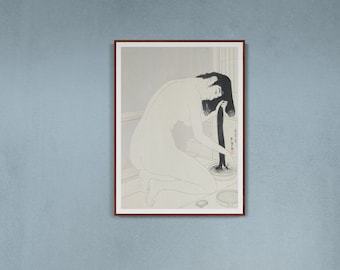 Hashiguchi Goyō Art Print - Woman Washing Her Hair 1920, Japanese Art Print Canvas Wall Art, Ukiyo-e Canvas Print Wall Art