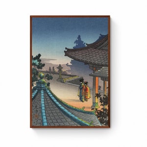 Japanese Art Print - Mii Temple at Night by Tsuchiya Koitsu, Japanese Woodblock Paintings Canvas Print, Ukiyo-e Prints Canvas Wall Art