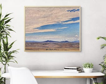 New Mexico in September Painting, American Landscape, American Art, Blue Sky, Desert, Western Wall Art Giclée Fine Art Print Home Decor