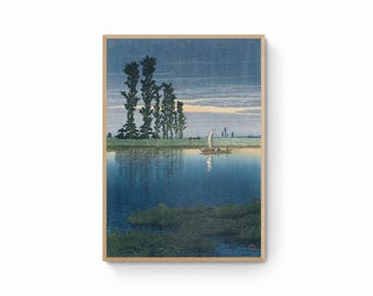 Kawase Hasui Evening Ushibori Canvas Print -Japanese Landscape Ukiyo e Wall Art | Japanese Wall Art | Ukiyo-e Print