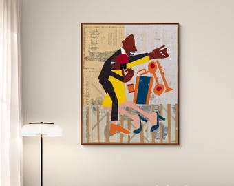 Jitterbugs by William H. Johnson, American Style Folk Art, African American Dancing Painting Archival Giclée Fine Art Print Wall Decor