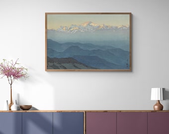 Reproduction Canvas Print, Kanchenjunga Afternoon, Hiroshi Yoshida Woodblock Landscape