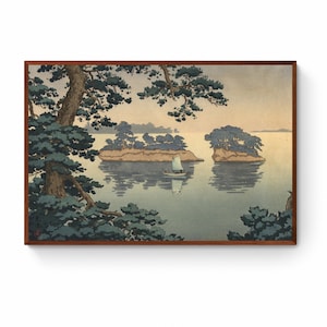 土屋光逸による日本の版画「雨の宮島」、木版画、ジクレー、版画
