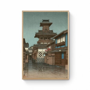 Japanese Art Print -  Bell Tower in Okayama by Kawase Hasui, Japanese Wood Block Canvas Wall Art Print Giclee on Canvas, giclée art print
