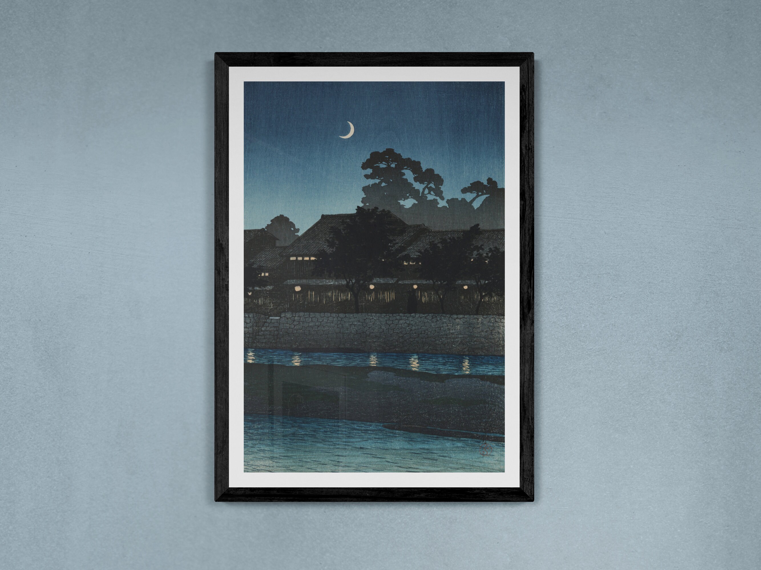 川瀬巴水複製キャンバスプリント - 金沢流れ遊郭 1920年、日本美術