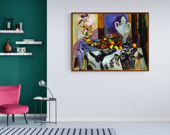 Naturaleza muerta azul de Henri Matisse: Arte abstracto en lienzo para pared, estilo vintage, póster de reproducción de Matisse, decoración artística.