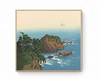 Kawase Hasui Canvas -Nishiki Bay Atami Japanese Landscape Art (Canvas Print) | Japanese Wall Art | Ukiyo-e Print