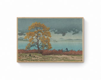 Kawase Hasui Lakeside Shower Canvas Print -Japanese Landscape Ukiyo e Wall Art | Japanese Wall Art | Ukiyo-e Print