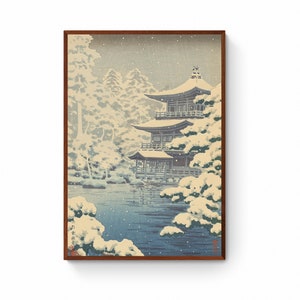 Japanese Art Print - Kyoto Kinkakuji Temple by Tsuchiya Koitsu, Japanese Woodblock Paintings Canvas Print, Ukito-e fine art reproduction