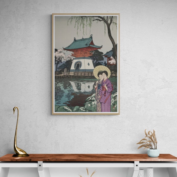 Japanischer Kunstdruck - A Glimpse of Ueno Park Japanischer Holzschnitt Leinwand Wand Kunstdruck Giclee auf Leinwand, Hiroshi Yoshida Art Print