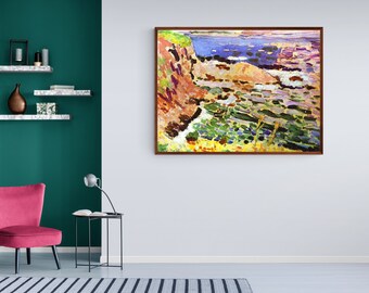 Cuadro de Henri Matisse - Reproducción de paisaje abstracto marino La Moulade, estética vintage, decoración de bellas artes.