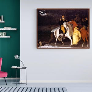 George Washington with His Army Crossing the Delaware by Edward Hicks, American Folk Art, Primitive, Naive Canvas Art Print