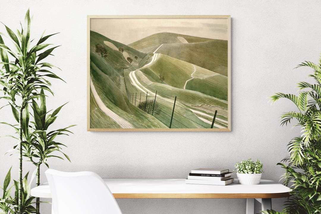Chalk Paths Print by Eric Ravilious, Magic Realism English Landmark ...