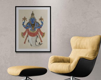 Stampa su tela di Matsya Avatar del Signore Vishnu, decorazione da parete per la casa, riproduzione di poster indù, poster di arte indiana, stampa su tela di arte di Dio indiano