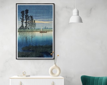 Kawase Hasui Evening Ushibori Canvas Print -Japanese Shin-Hanga Art | Japanese Wall Art | Ukiyo-e Print