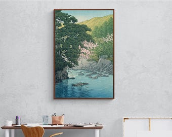 Yugashima in Izu by Kawase Hasui Canvas Print, Hasui Japanese Art of Izu Peninsular Beautiful Landscape Canvas Wall Art Home Decor | Japanes