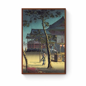 Japanese Art Print - Tea Shop at Kiyomizu Temple by Tsuchiya Koitsu, Japanese Woodblock Paintings Canvas Print, Ukiyo-e Canvas Wall Art