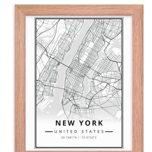 New York Map Outline Poster