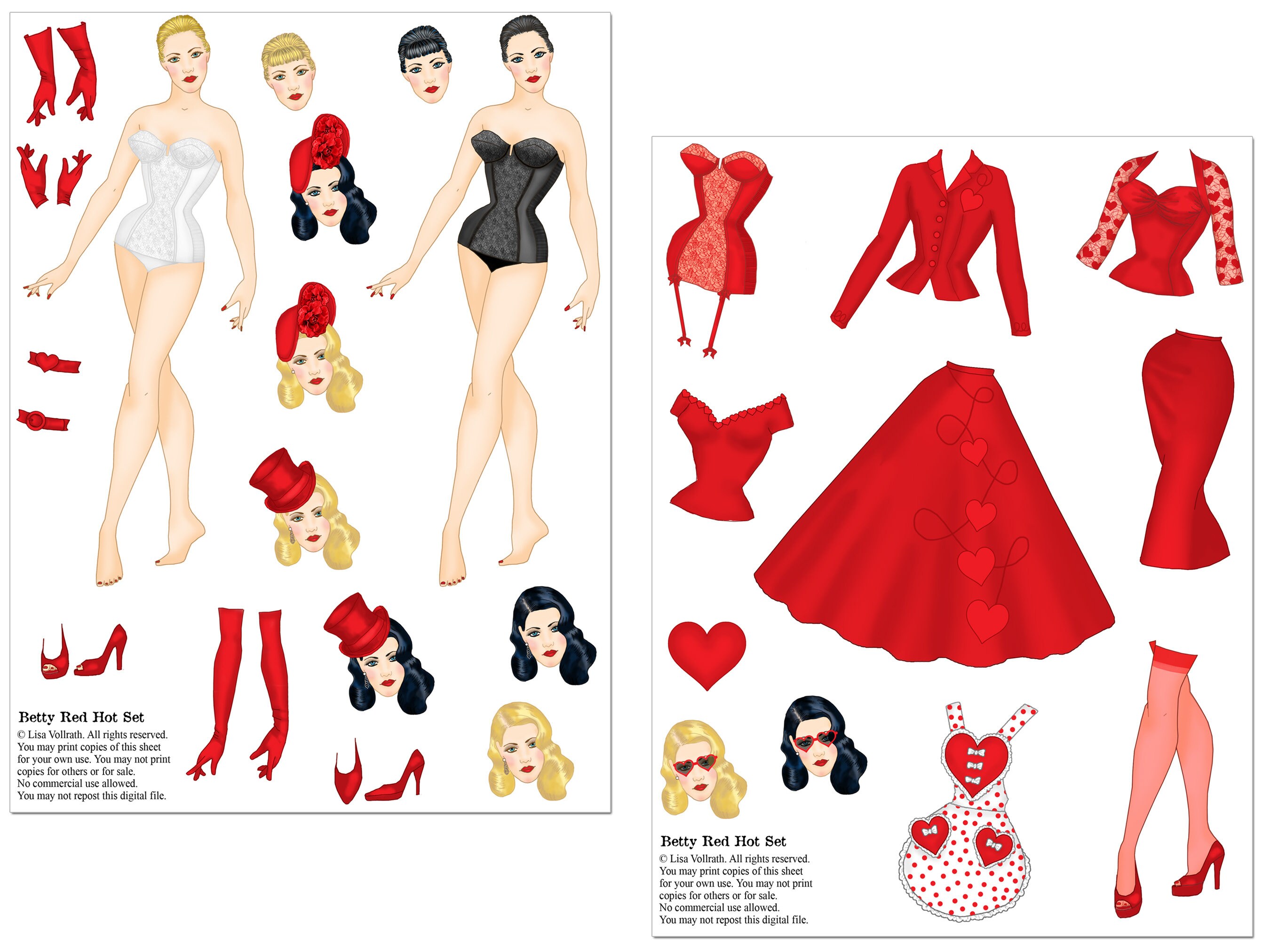 All Four Betty Digital Paper Doll Sets Etsy