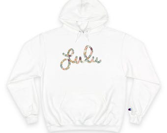 Hoodie met Lulu-scriptlogo | Hoodie met bloemenprint kampioen