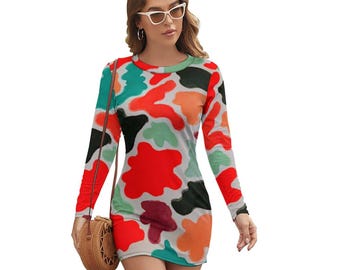 Vestido de manga larga (estampado completo)