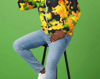 Camisa raglán con cremallera (estampado integral)