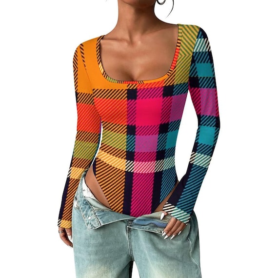 Square Collar Long Sleeved Jumpsuit(All-Over Printing)