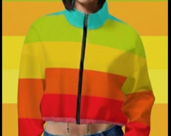 Chaqueta corta tipo sudadera de polar para mujer (estampado integral)