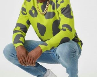 Sudadera de polar grueso con estampado integral para hombre