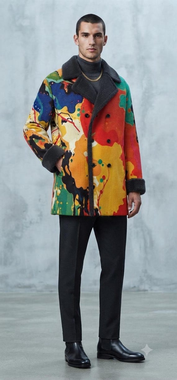 Double Breasted Suit Collar Trench Coat(All-Over Printing)