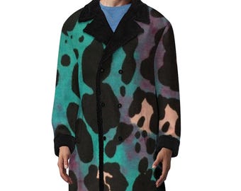 Gabardina cruzada con cuello de traje (estampado integral)