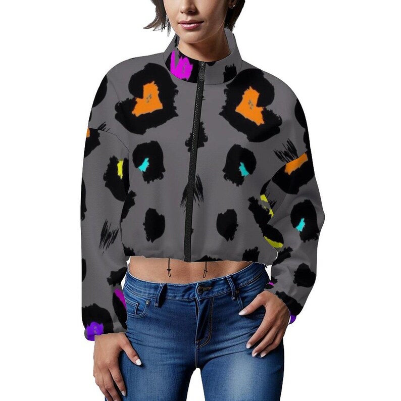 Fleece Sweatshirt Short Jacket for Women(All-Over Printing) White ffffff