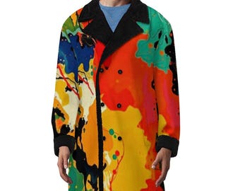 Gabardina cruzada con cuello de traje (estampado integral)