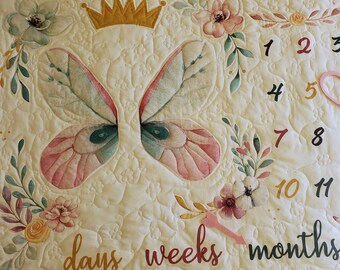 Butterfly Princess Baby Milestone Quilt