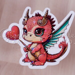 Cute Valentine&#39;s Dragon Points to Love Sticker