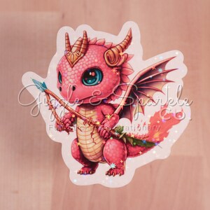 Cute Valentine&#39;s Dragon with Fire Tail Sticker
