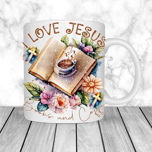 Jesus, Books and coffee mug