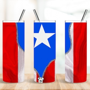 Puerto Rican Flag / Zipper 20oz Tumbler